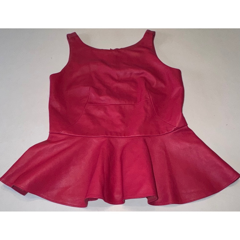 Amanda Uprichard CUSP Pink Lamb Leather Peplum Top Sleeveless Blouse S